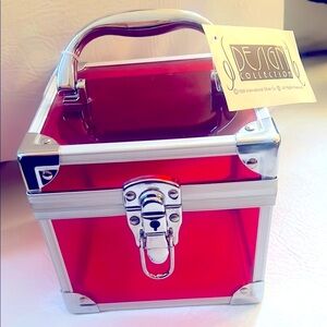Small Red Clear Train Case!